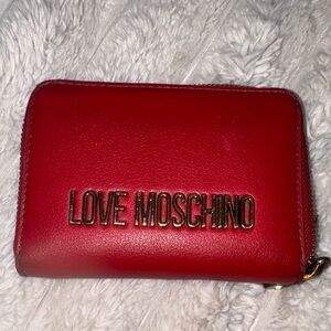 Love Moschino Cherry Red Wallet with Gold Accents